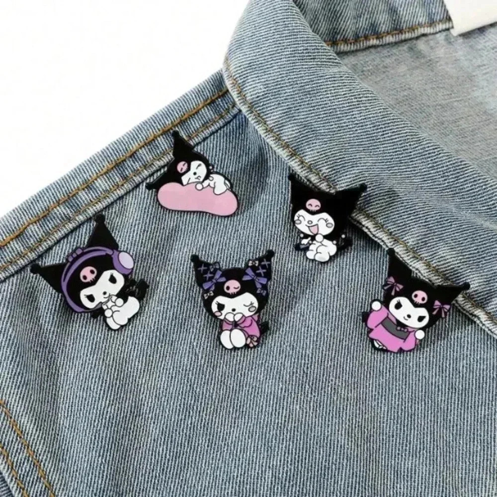 5 piece black white pink cute funny cartoon cat enamel pins backpack clothing